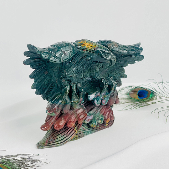 Статуэтка резная "Орёл" из Яшмы "Гелиотроп", Артикул: 104785 - изображение товара №4