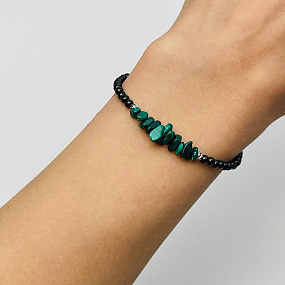 Браслет из черного Турмалина с Малахитом, Артикул: 104190 - изображение товара №3