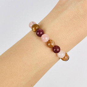 Браслет из Солнечного камня, Клубничного и Розового кварца