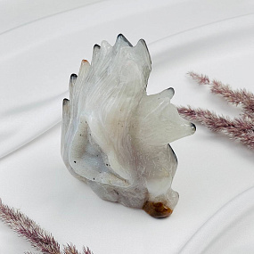 Лиса "Кицунэ" из Агата с жеодой