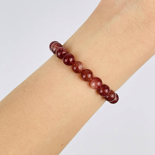 Браслет из Клубничного кварца, Артикул: 080724 - изображение товара №1