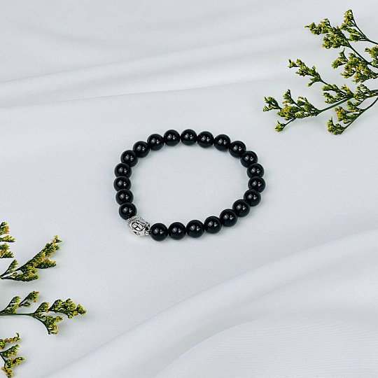 Браслет Будда из черного Турмалина (Шерл), Артикул: 079607 - изображение товара №2