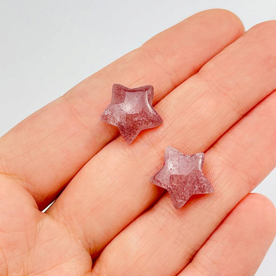 Серьги-пусеты с камнем Клубничный кварц, Артикул: 108858 - изображение товара №2