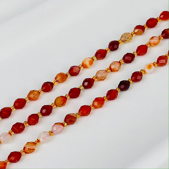 Бусины для украшений из Сардоникса (38 бусин), Артикул: 075286 - изображение товара №3