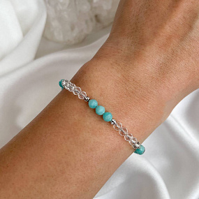 Браслет из Амазонита и Горного Хрусталя, Артикул: 095256 - изображение товара №2