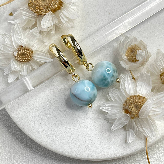 Серьги из Ларимара, Артикул: 099432 - изображение товара №1