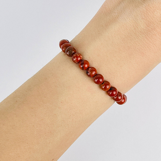Браслет из кирпичной Яшмы, Артикул: 062309 - изображение товара №1