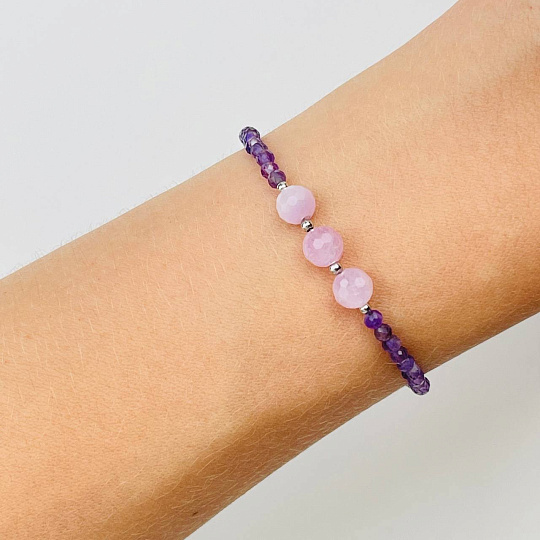 Браслет из Аметиста и Кунцита, Артикул: 108644 - изображение товара №1