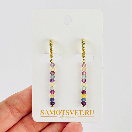 Серьги длинные с Флюоритом, Артикул: 106986 - изображение товара №1