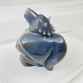 Волк резной из камня Агат серый с жеодой, Артикул: 071744 - изображение товара №3