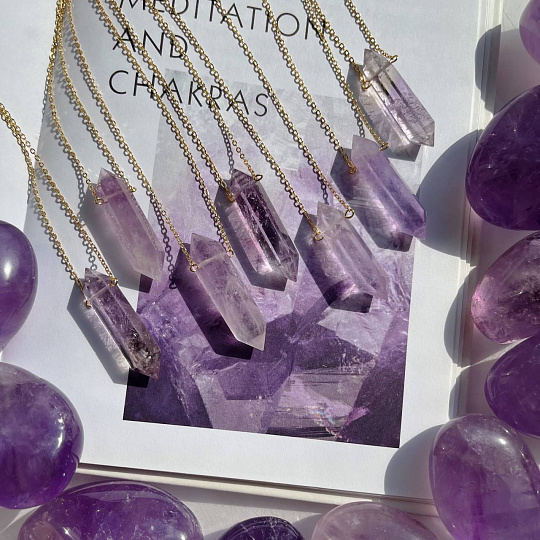 Кулон на цепочке из Аметиста лавандового, Артикул: 087664 - изображение товара №1