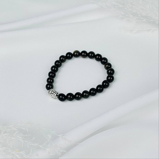 Браслет Будда из золотистого Обсидиана, Артикул: 081799 - изображение товара №2