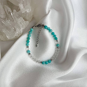 Браслет из Амазонита и Горного Хрусталя, Артикул: 095256 - изображение товара №1