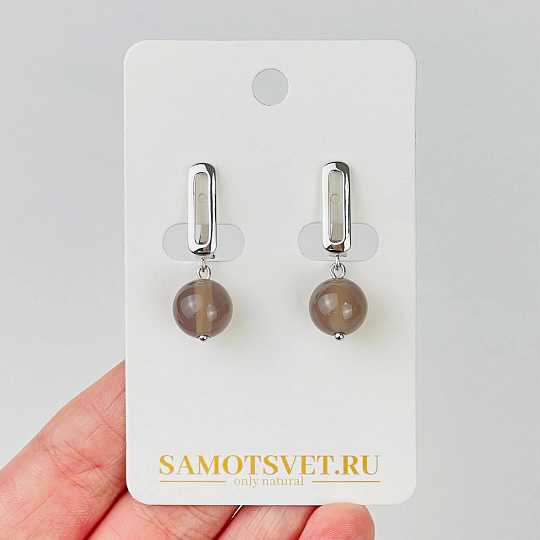 Серьги из серого Агата, Артикул: 116847 - изображение товара №1