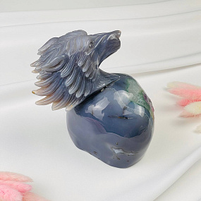 Волк резной из камня Агат серый с аметистовой жеодой, Артикул: 071932 - изображение товара №3