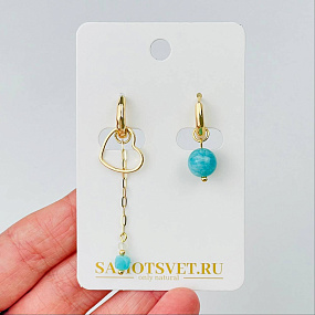 Серьги из Амазонита и Лунного камня, Артикул: 108554 - изображение товара №1