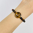 Браслет регулиреумый с бусиной (Би) из Тигрового,Соколиного и Бычьего глаза