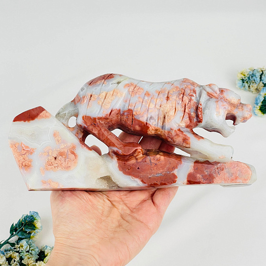 Статуэтка Тигр из розового цветочного Агата, Артикул: 118014 - изображение товара №3