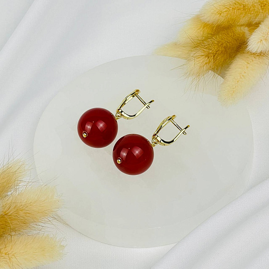 Серьги крупные из Сердолика, Артикул: 120485 - изображение товара №2