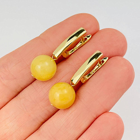 Серьги из Опала желтого (Перу), Артикул: 079397 - изображение товара №1