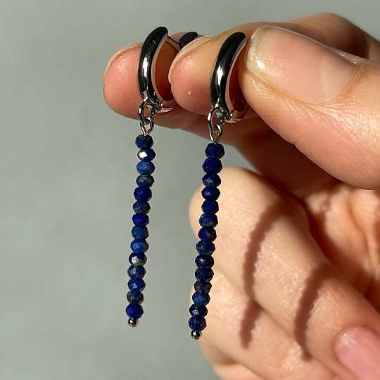 Серьги длинные из Лазурита, Артикул: 097649 - изображение товара №2