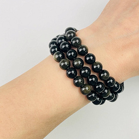 Бусины для украшений из золотистого Обсидиана (45 бусин), Артикул: 076614 - изображение товара №2