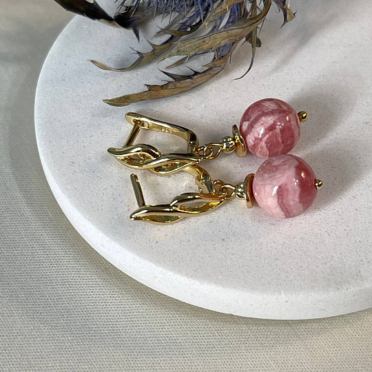 Серьги из Родохрозита, Артикул: 097739 - изображение товара №3