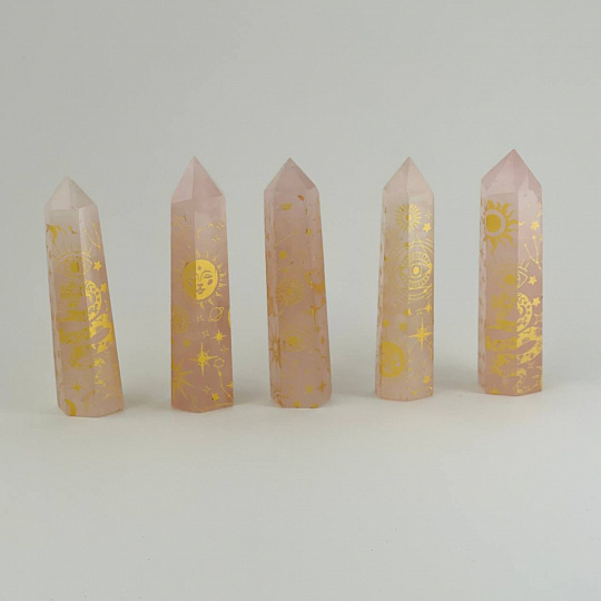 Кристалл из Розового кварца с росписью "Космос", Артикул: 099240 - изображение товара №1