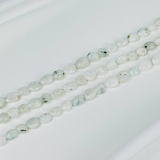 Бусины для украшений из Лунного камня с вкл. Турмалина (галтовка), Артикул: 116706 - изображение товара №1