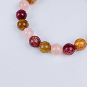 Браслет из Солнечного камня, Клубничного и Розового кварца, Артикул: 117967 - изображение товара №3