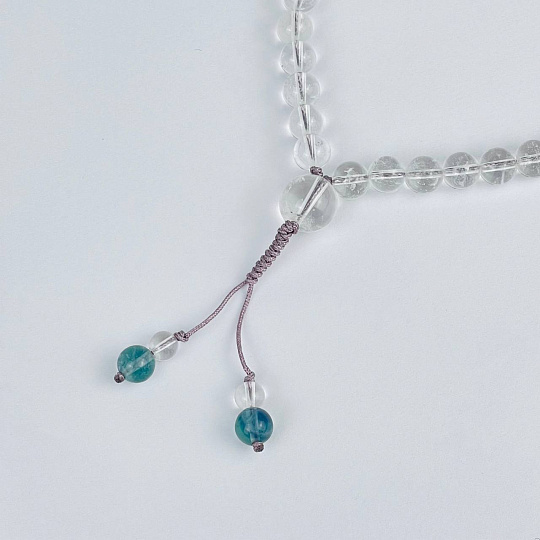 Четки буддийские (Мала) из Флюорита, Аметиста и Горного Хрусталя (108 бусин), Артикул: 116692 - изображение товара №2