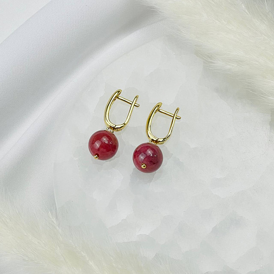 Серьги из Родонита, Артикул: 114529 - изображение товара №2