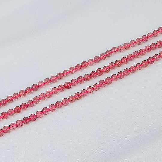 Бусины для украшений из Клубничного кварца (78 бусин), Артикул: 081345 - изображение товара №1