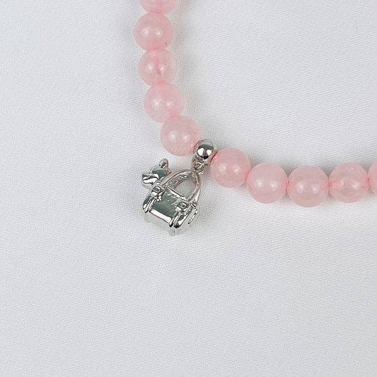 Браслет из Розового кварца с подвеской Собачка, Артикул: 116619 - изображение товара №3