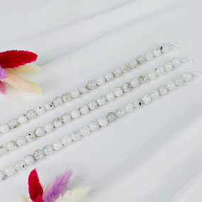 Бусины для украшений из Лунного камня с включением Турмалина(38 бусин), Артикул: 090384 - изображение товара №3