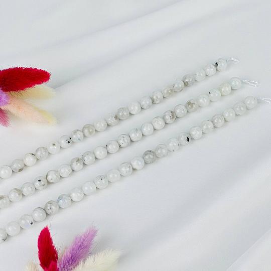 Бусины для украшений из Лунного камня с включением Турмалина(38 бусин), Артикул: 090384 - изображение товара №3