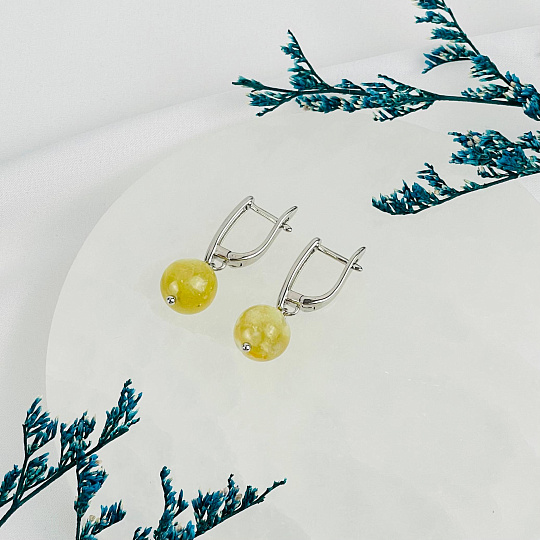 Серьги из Мусковита (Лепидолит желтый), Артикул: 117607 - изображение товара №2