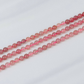 Бусины для украшений из Клубничного кварца (50 бусин)