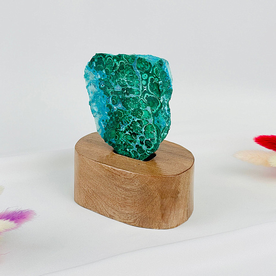 Срез Хризоколлы в Малахите на подставке, Артикул: 116185 - изображение товара №2