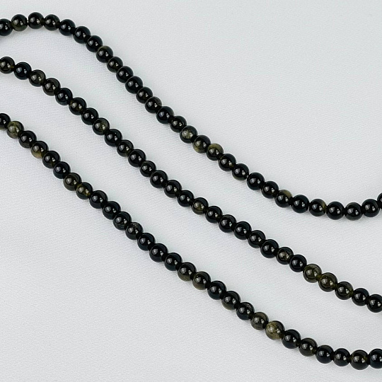 Бусины для украшений из золотистого Обсидиана (86 бусин), Артикул: 100881 - изображение товара №1