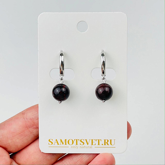 Серьги из красной Яшмы, Артикул: 114500 - изображение товара №1