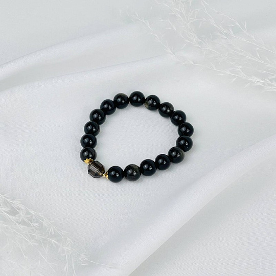 Браслет из золотистого Обсидиана и Раухтопаза, Артикул: 117870 - изображение товара №3