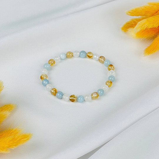 Браслет из Аквамарина, Лунного камня и Цитрина, Артикул: 117971 - изображение товара №2