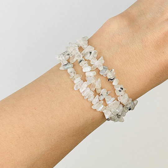 Бусины для украшений из Лунного камня с вкл. Турмалина крошка, Артикул: 050795 - изображение товара №1