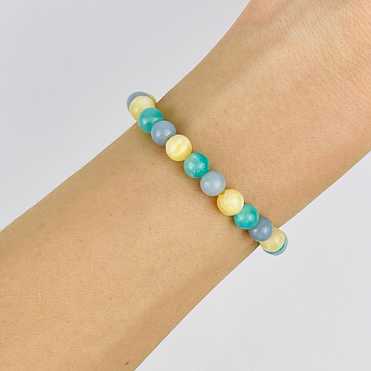 Браслет из Амазонита, Ангелита и Кальцита, Артикул: 117955 - изображение товара №1