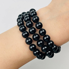 Бусины для украшений из черного Агата (45 бусин), Артикул: 074354 - изображение товара №2