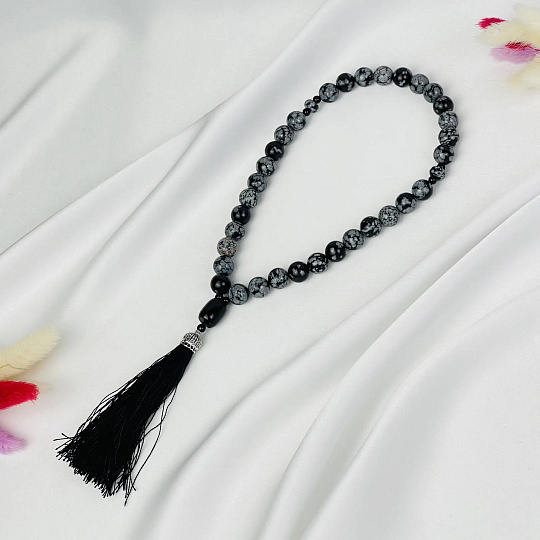 Четки из снежного Обсидиана (33 бусины), Артикул: 119409 - изображение товара №1