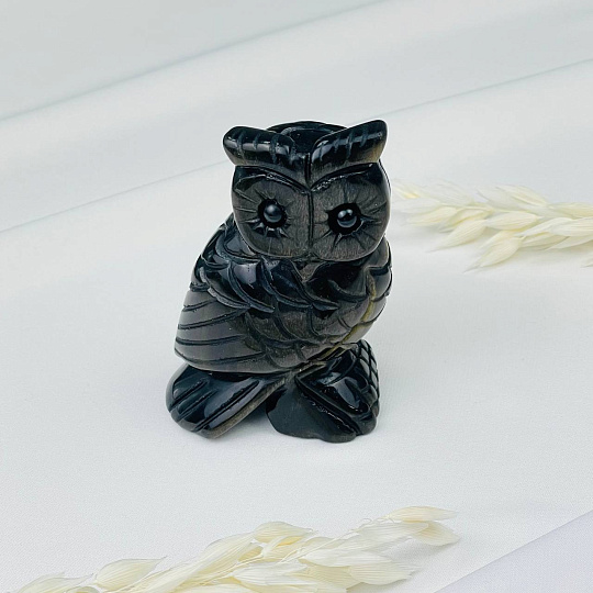 Фигурка "Сова" из золотистого Обсидиана, Артикул: 114190 - изображение товара №3