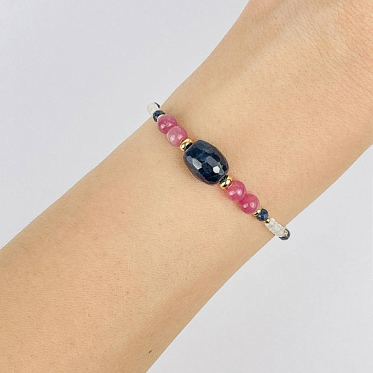 Браслет из Лунного камня, Сапфира и Рубина, Артикул: 118419 - изображение товара №1