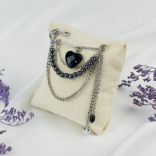 Брошь женская с Гематитом и Агатом, Артикул: 118699 - изображение товара №1